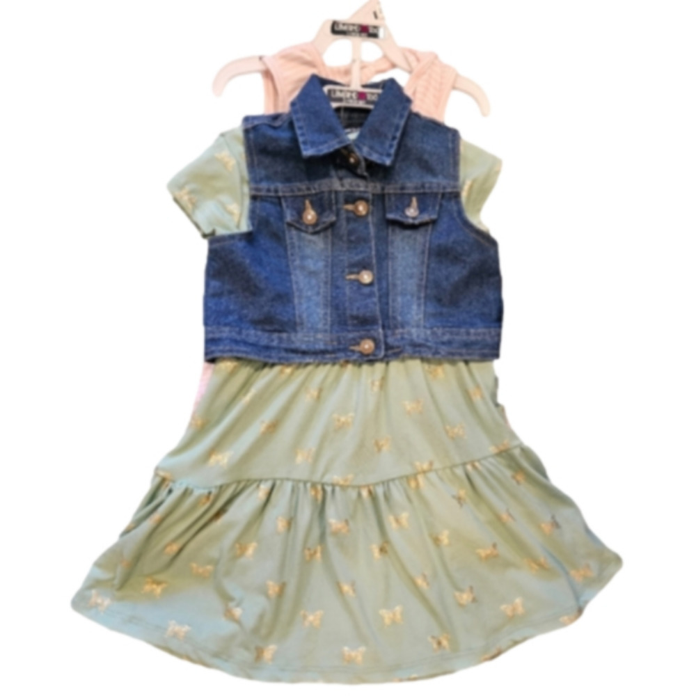 LIMITED Too 3 Piece Set 2 Dresses, 1 Jean Jacket Size 4T NWT